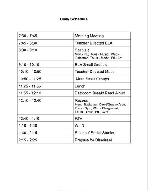 Daily Schedule 